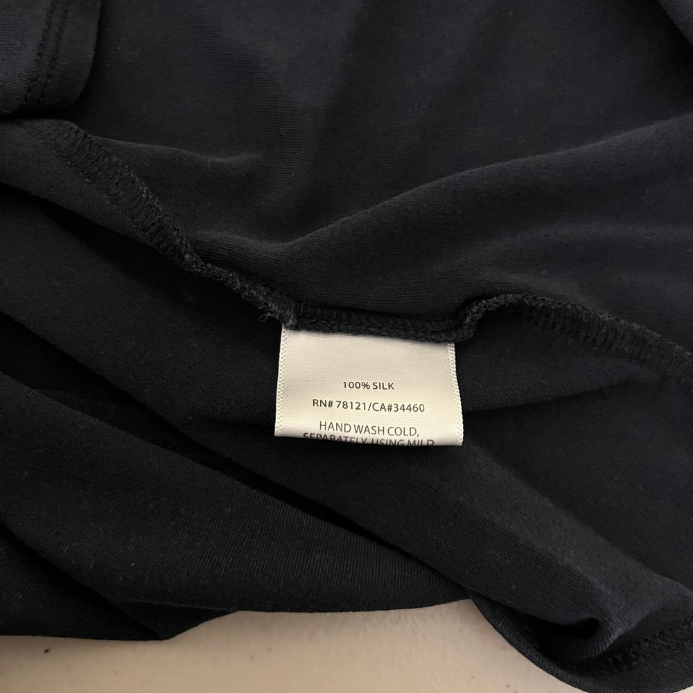 Eileen Fisher Petite Navy Blue 100% Silk Jersey Scoop Neck Cap Sleeve Top PL - Picture 4 of 12